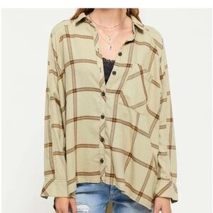 UO Brendan Drapey Flannel Button-Down Shirt